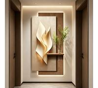 Tableau Mural LED 3D en Grès, Sculpture Murale Lumineuse à Télécommande, Art Mural Géométrique Abstrait pour Décoration d’Entrée et Salon(B,120 * 240CM'.3 * 94.5IN)