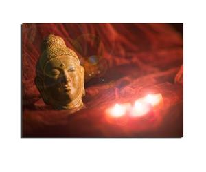 Tableau mural LED lumineux, décoration murale, impression d'art Bouddha avec éclairage, piles, 3 ampoules LED, LxH 45x30 cm