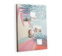 Tableau mural liège horizontal | planche de bureau pour organisation maison école cuisine | parfait pour notes documents photos projets et rappels - 70x100 - en bois - Feuille tropicale moderne