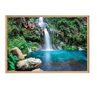 Tableau mural mat encadré cascade 65x97 cm CEANOTHE Décoration Murale Art Décoratif Muraux Peinture Imprimée en HD Salon Chambre Bureau Fabriqué en France Bleu G