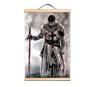 Tableau mural médiéval croisé chevalier - Beau cadeau pour les amateurs d'histoire - Affiche vintage en bois massif de 30 x 45 cm