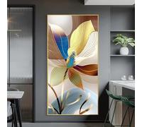 Tableau mural nordique de luxe avec lignes dorées, affiches, impressions, tableau abstrait moderne à fleurs, peinture sur toile pour galerie, décoration d'intérieur, cadre intérieur 50x105cm (20x41in)