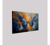 Tableau mural Papillon Bleu Orange 50 x 40 cm Toile décorative moderne Style Aquarelle Impression HD Décoration murale salon chambre salle de bain