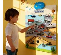 Tableau mural parlant 2025 pour enfants, tactile pour apprendre sans écran, affiche d'apprentissage en anglais avec chansons, ABC, chiffres, mots d'animaux et piano, apprentissage par le