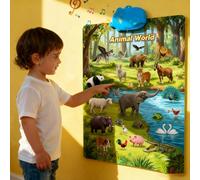 Tableau mural parlant 2025 pour enfants, tactile pour apprendre sans écran, affiche d'apprentissage en anglais avec chansons, ABC, chiffres, mots d'animaux et piano, apprentissage par le