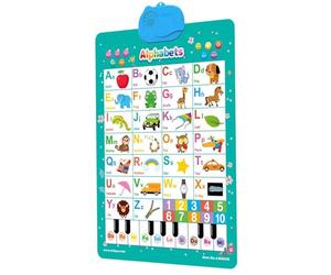 Tableau Mural Parlant pour - Affiche Alphabet Électronique avec Chiffres | Tableau d'apprentissage Interactif avec des Chansons De Piano | 42x62,5 Cm, Vocabulaire Animal, 1 À 6 Ans, pour La Ma