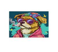 Tableau mural représentant un chien portant un hip-hop, décoration de salle de bain rustique, imprimés d'art moderne, 40 x 60 cm
