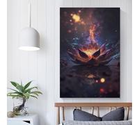 Tableau mural représentant un lotus noir et blanc, décoration murale pour salon, chambre d'adolescent, 50 x 75 cm