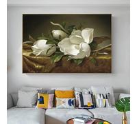 Tableau mural sur toile à motif floral blanc, grand format, impression abstraite moderne de fleurs de magnolia, affiche élégante pour la décoration du salon et de la chambre (20x30cm/sans cadre)
