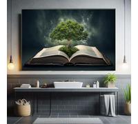 Tableau mural sur toile « Arbre de Vie », impression mystique sur la nature, affiche sur la croissance de la sagesse, décoration murale spirituelle pour bibliothèque (30 x 40 cm / cadre intérieur)