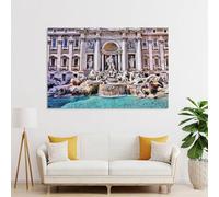Tableau mural sur toile représentant la fontaine de Trevi à Rome, idéal pour une chambre ou un salon d'enfant (fille ou garçon), cadeau d'anniversaire, grand format 20 x 30 cm (8 x 12 pouces).