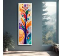 Tableau mural sur toile représentant un arbre coloré, œuvre d'art abstraite moderne, peinture de cercles, affiches et impressions, décoration murale pour couloir (50 x 150 cm / cadre intérieur)