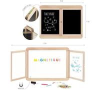 Jeujura - Tableau Mural Triptyque Magnétique - Ardoise Centrale Blanche Magnétique Deux Volets avec Face Blanche et Face Craie - Nombreux Accessoires - Made in France - À partir de 3 Ans - 8807