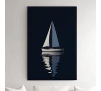 Tableau mural vertical nautique représentant un voilier, impression sur toile rustique vintage sur fond de mer, œuvre d'art sur toile représentant un paysage maritime calme (30x40cm/cadre intérieur)