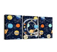 Tableau Murale 40x30cmx3Pcs De Monogrammeme De L'Astronautee Spatial C | Tableaux Decoratifs Muraux Couleuré Planète Du Système Solaire Toile Déco Maison Étoile Constellation -
