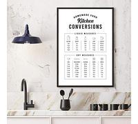 Tableau Murale Salon,Tableau De Conversion De Cuisine Noir Et Blanc Affiche Imprime Décor D'Art Mural, Guide De Cuisine Feuille De Triche Toile Peinture Photo Décor, Affiches Pour La Chambre - 30X40Cm