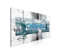 Tableau Mysterious Mechanism (5 Parts) Narrow Blue-Taille L 225 x H 90 cm