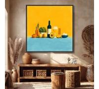 Tableau nature morte sur toile, décoration colorée pour la cuisine, art mural sur le thème de la nourriture et des boissons, affiches et impressions modernes de fruits et légumes (50x50cm/sans cadre)