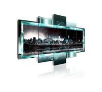 Tableau New York turquoise: la nuit étoilée-Taille L 200 x H 100 cm