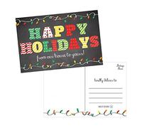 Tableau noir 50 cartes de vœux de vacances, Cute Fancy vierge d'hiver de Noël Ensemble de carte postale, Bulk Lot de Premium Seasons Greetings Note, Happy New Years pour enfants, Business Bureau ou Église Notes de remerciement