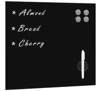vidaXL Tableau Noir Magnétique Mural Tableau d'Ecriture Panneau Effaçable Ecole Bureau Maison Matériel de Montage Inclus Noir Verre 60x60 cm