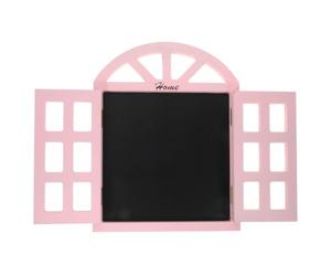 Tableau Noir Mural en Bois Rose au Style Fenêtre Rétro Décoratif | Surface Réutilisable pour Menus et Notices, Format Compact, Look Délicat, pour Boutique et Décoration Murale