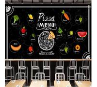 Tableau Noir Nourriture Pizza Légumes Fruits Papier Peint 3D Installation Facile Intissé Tapisserie Bureau Salon Canapé Chambre Décoration Murale-250cm×170cm