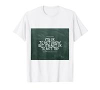 Tableau Noir pour l'école Lettrage à la Craie Motivation T-Shirt Graphique avec Valeur, Homme, Blanc, M