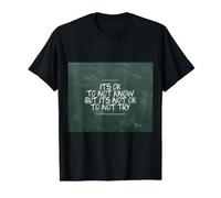 Tableau Noir pour l'école Lettrage à la Craie Motivation T-Shirt Graphique avec Valeur, Homme, Noir, S