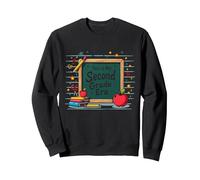Tableau Noir « This is My Second Grade Era School Supplies » Sweatshirt, Unisexe pour Adultes, Noir, XXL
