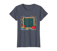 Tableau Noir « This is My Second Grade Era School Supplies » T-Shirt, Femme, Bleu Chiné, L
