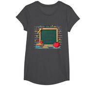 Tableau Noir « This is My Second Grade Era School Supplies » T-Shirt, Fille, Chiné Foncé, XS