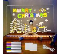 Tableau Notes LED avec Couleurs,Tableau à Message LED,Led Note Board avec Stylo de 7 Couleurs,Apporter Support Réglable,Effaçable,Disponible Sous Forme de Bloc Notes,pour Ecole, Maison,(30 x 20 cm)