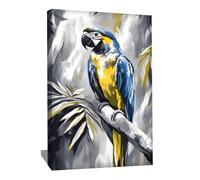 Tableau Oiseau Bleu Moderne - Decoration Murale Tropical - Toile Perroquet Coloré - Art Mural Salon - Impression Sur Toile Moderne - Idee Decoration Chambre - Tableau Oiseau Coloré (120x80cm)