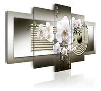 Tableau Orchid and zen garden in grey-Taille L 200 x H 100 cm