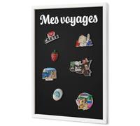 Tableau Organisateur Mural 40x60 cm | Cadre Blanc | Mes Voyages