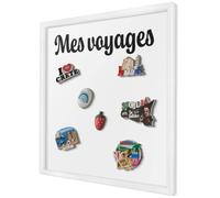 Tableau Organisateur Mural 50x50 cm | Cadre Blanc | Mes Voyages