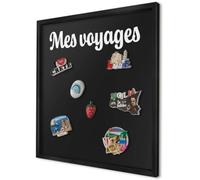 Tableau Organisateur Mural 50x50 cm | Cadre Noir | Mes Voyages