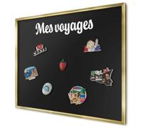 Tableau Organisateur Mural 80x60 cm | Cadre Doré | Mes Voyages