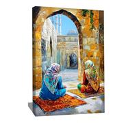 Tableau Oriental Moderne - Décoration Murale Arabesque - Impression Sur Toile Avec Cadre Abstrait - Tableau Musulman - Toile Abstraite Moderne Xxl - Décoration Murale Spirituelle (80x60cm)