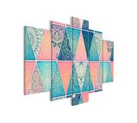 Tableau Oriental Triangles (5 Parts) Wide-Taille L 200 x H 100 cm Imprimé G