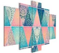 Tableau Oriental Triangles (5 Parts) Wide-Taille L 200 x H 100 cm Imprimé G