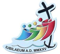 Tableau ou aimant jubilé 2025, logo officiel IUBILAEUM A.D. MMXXV, 7 x 7 cm, aimant ou support