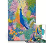 Tableau Paon dans Un Jardin coloré, Puzzle de 1000 pièces pour Adolescents, Wise Think Toy, Objet de Collection Artistique, Calme et Amusant (38x26cm)