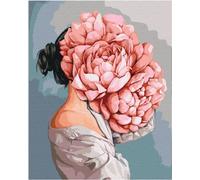 Tableau PAR NUMÉROS AVEC CADRE Tableau - Femme Fleur 40 x 50 cm