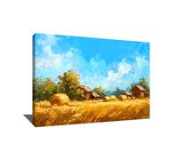 Tableau Paysage De Campagne - Impression Sur Toile Ferme - Décoration Murale Campagne Chic - Cadre Paysage Nature - Déco Maison DE Campagne - Tableau Decoration Murale Style Campagne 80x60cm