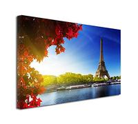 Tableau Paysage Moderne, décoration Murale, Tableau Paysage Couleur vive, Tableau Photo la Tour Eiffel et la Seine 80x50 cm
