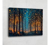 Tableau Paysage Nuit - Impression Sur Toile Foret - Art Contemporain Mural - Décoration Murale Salon Moderne - Tableau Paysage Nature - Decoration Murale Pour Chambre Adulte (120x80cm)