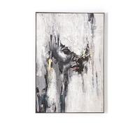 Tableau peinture à l'huile sur toile avec cadre en bois noir - Longueur 80 x Profondeur 3.5 x Hauteur 120 cm - -