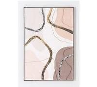 Tableau peinture à l'huile sur toile, peinte avec cadre en bois noir et argenté - L. 80 x P. 3.5 x H. 120 cm - -